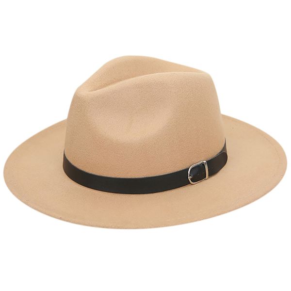 

white hat women's crushable wool felt outback hat panama beach wide brim with belt sombreros kapelusz damski lato #, Blue;gray