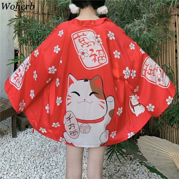 woherb vintage summer kimono women 2020 fashion japanese cardigan cartoon cat print beach chic blouses shirts blusas, White
woherb vintage summer kimono women 2020 fashion japanese cardigan cartoon cat print beach chic blouses shirts blusas, White
