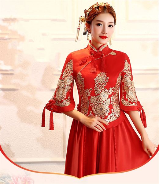 2019 new women traditional chinese wedding gown red cheongsam dress vintage qipao china dresses robes oriental dresses wedding cosplay dress, Black;red
2019 new women traditional chinese wedding gown red cheongsam dress vintage qipao china dresses robes oriental dresses wedding cosplay dress, Black;red