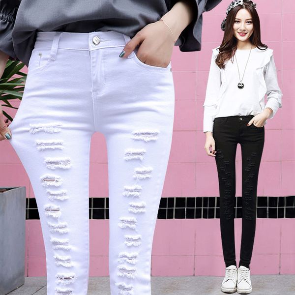2020 new spring and autumn women korean vintage hole ripped jeans female solid color fashion denim pants female pencil pants z28, Blue
2020 new spring and autumn women korean vintage hole ripped jeans female solid color fashion denim pants female pencil pants z28, Blue