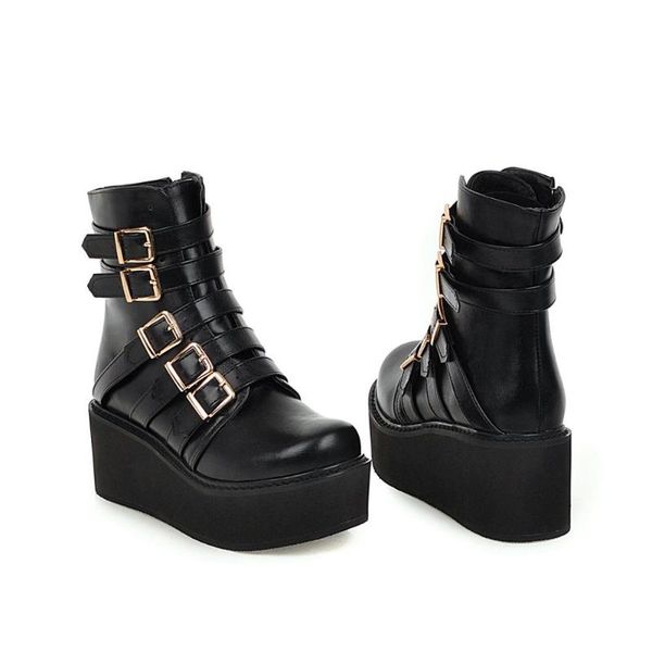 b2-11 size 33-46 female buckles decoration platform boots teenager girls zips ankle boot woman wedges shoes women punk shoe, Black
b2-11 size 33-46 female buckles decoration platform boots teenager girls zips ankle boot woman wedges shoes women punk shoe, Black