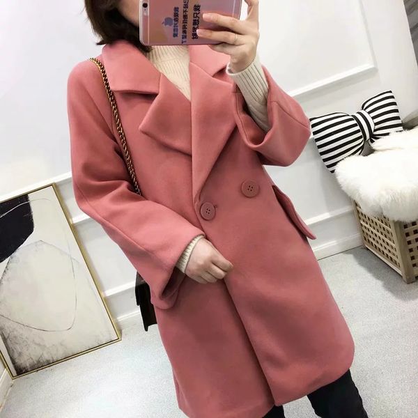 chic wool casual 3 color woolden coat women 2019 autumn winter new fashion women's long jackets female warm outwear femme blends, Black
chic wool casual 3 color woolden coat women 2019 autumn winter new fashion women's long jackets female warm outwear femme blends, Black