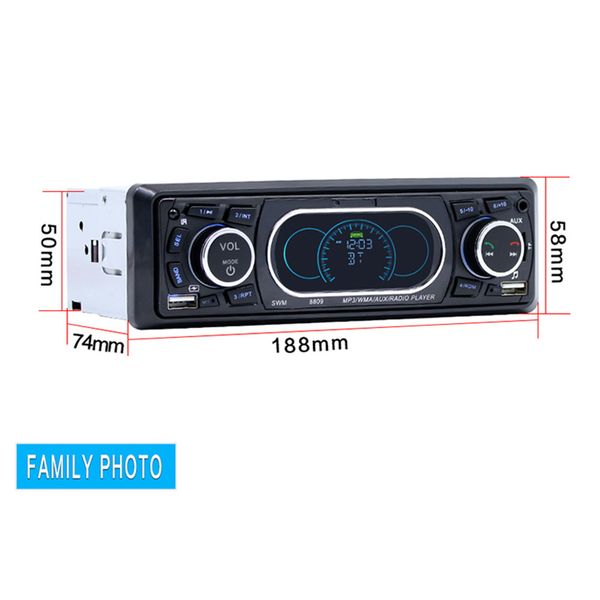 8809 car bluetooth mp3 player remote control stereo audio aux in tf card slot u disk playback fm radio music player btcar radio