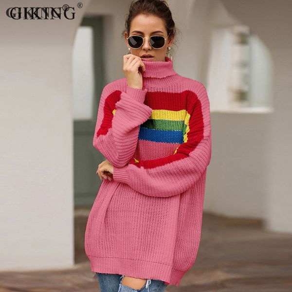 giking turtleneck rainbow sweater women pullovers streetwear long sleeve christmas sweater 2019 autumn winter knitted sweaters, White;black
giking turtleneck rainbow sweater women pullovers streetwear long sleeve christmas sweater 2019 autumn winter knitted sweaters, White;black