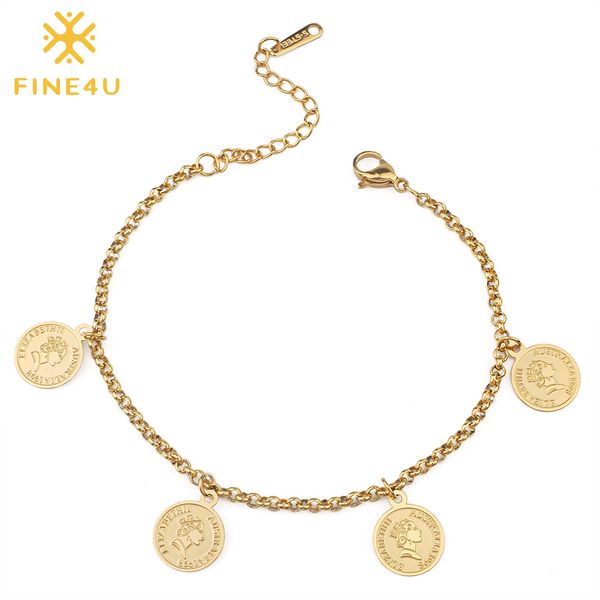 fine4u b248 stainless steel adjustable link chain bracelet queen elizabeth ii coins charms bracelets for women, Black
fine4u b248 stainless steel adjustable link chain bracelet queen elizabeth ii coins charms bracelets for women, Black