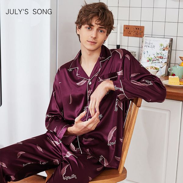 july's song 2019 spring men's stain faux silk pajama set 2 pieces pajamas sleepwear fashion modern style soft satin nightgown, Black;brown
july's song 2019 spring men's stain faux silk pajama set 2 pieces pajamas sleepwear fashion modern style soft satin nightgown, Black;brown