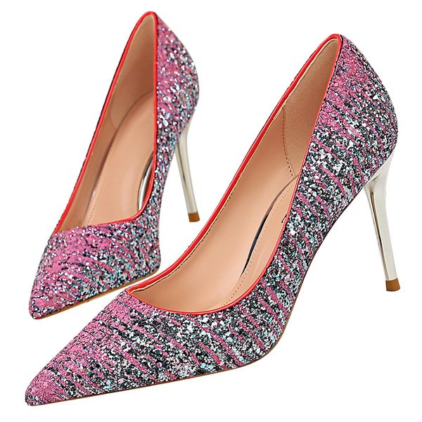 2020 women 8.5cm high heels glitter stripper pumps lady wedding purple silver thin heels female scarpins valentine bridal shoes, Black
2020 women 8.5cm high heels glitter stripper pumps lady wedding purple silver thin heels female scarpins valentine bridal shoes, Black