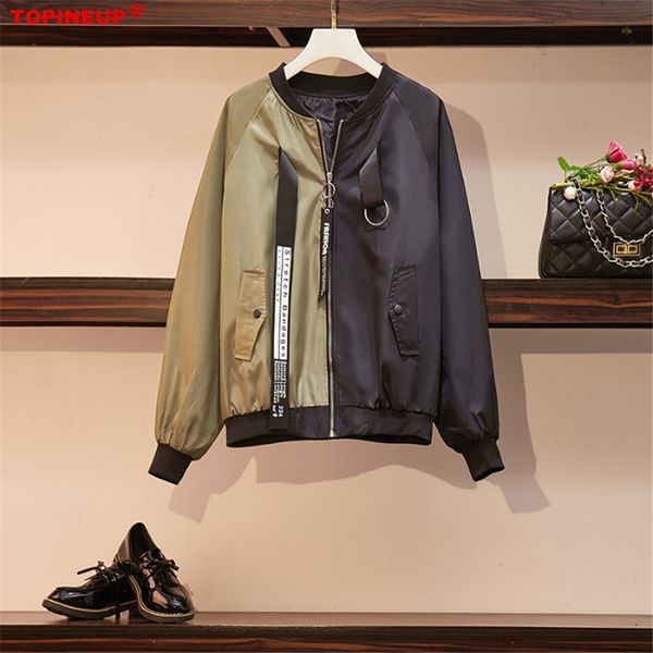 korean style streetwear patchwork baseball jackets long sleeve zipper harajuku sportwear women overcoat, Black;brown
korean style streetwear patchwork baseball jackets long sleeve zipper harajuku sportwear women overcoat, Black;brown