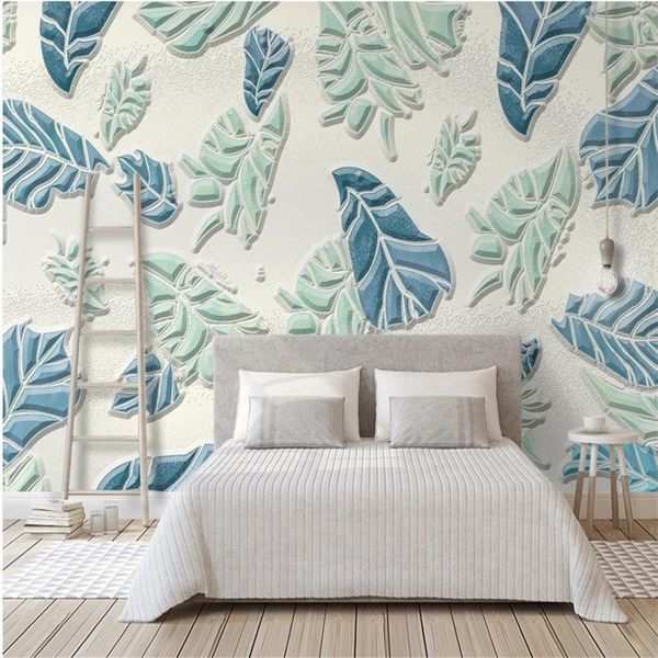 3d customized wallpaper new fresh and fashionable leaf relief wall pattern background wall
3d customized wallpaper new fresh and fashionable leaf relief wall pattern background wall