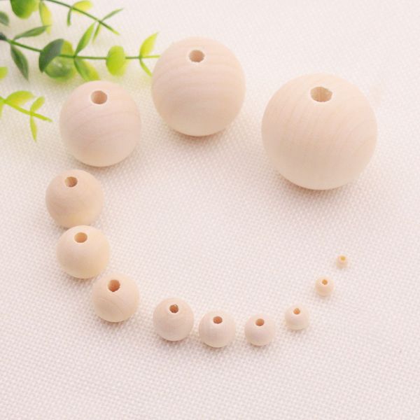 Natural Wood Color Round Wooden Beads 4-35mm High Quality Lead-free Wooden Beads DIY Jewelry Accessories