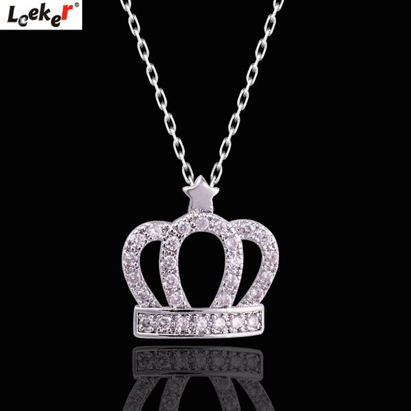 leeker tiny crystal small crown pendant necklace choker link chain for women necklace custom jewelry 125 lk8, Silver
leeker tiny crystal small crown pendant necklace choker link chain for women necklace custom jewelry 125 lk8, Silver