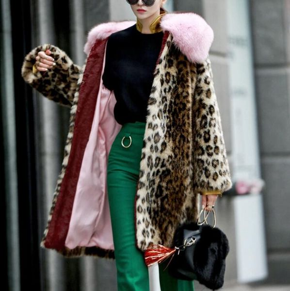 long sleeve winter fuax fur celebrity elegant new arrival night club furry leopard grain long coart, Black
long sleeve winter fuax fur celebrity elegant new arrival night club furry leopard grain long coart, Black