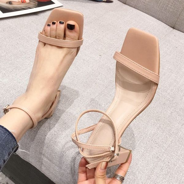 med low sandals woman leather buckle strap black shoes for women high heels 2020 summer all-match medium low-heeled beige
med low sandals woman leather buckle strap black shoes for women high heels 2020 summer all-match medium low-heeled beige