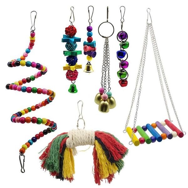 7pcs/set bird parrot toy hanging bell pet bird cage hammock swing toy hanging parrot macaw love finch
7pcs/set bird parrot toy hanging bell pet bird cage hammock swing toy hanging parrot macaw love finch