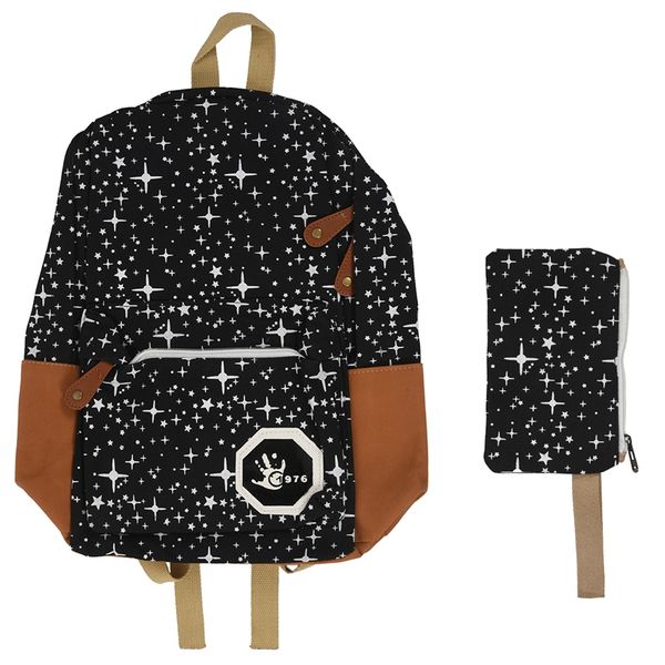 2 pcs/set fashion star women men canvas backpack school bag for girl boy teenagers casual travel bags rucksack, black
2 pcs/set fashion star women men canvas backpack school bag for girl boy teenagers casual travel bags rucksack, black