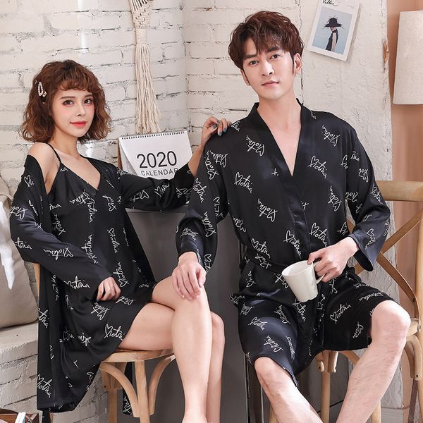 women's sleepwear black couple kimono robe gown satin intimate lingerie casual nightdress lovers nightwear home clothes nightgown, Black;red
women's sleepwear black couple kimono robe gown satin intimate lingerie casual nightdress lovers nightwear home clothes nightgown, Black;red