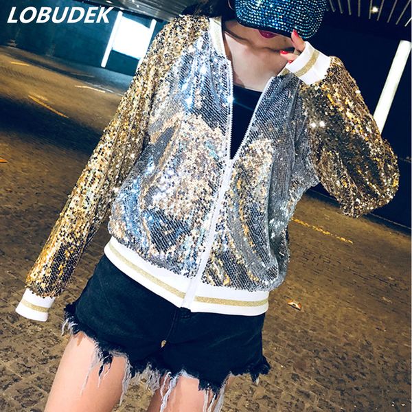 zipper streetwear women sequins baseball jacket golden silver sequined jacket spring autumn lady loose casual coat short outwear, Black;brown
zipper streetwear women sequins baseball jacket golden silver sequined jacket spring autumn lady loose casual coat short outwear, Black;brown