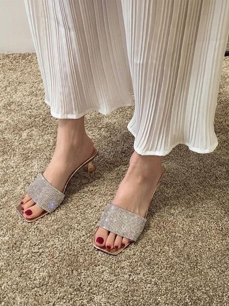 women's shoes slippers outdoor 2020 new summer thick heel rhinestone high heels, Black
women's shoes slippers outdoor 2020 new summer thick heel rhinestone high heels, Black
