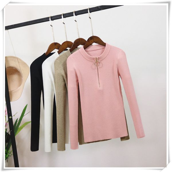 casual zipper sweater women turtleneck solid spring autumn female knitted sweater pullovers long sleeve chic soft jumper top, White;black
casual zipper sweater women turtleneck solid spring autumn female knitted sweater pullovers long sleeve chic soft jumper top, White;black