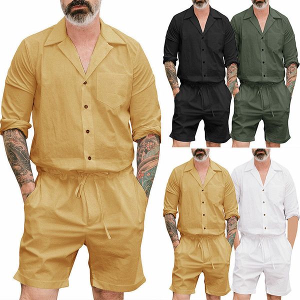 solid casual v-neck short sleeve summer men's rompers short sleeve street casual cargo pants jumpsuit overalls, Black
solid casual v-neck short sleeve summer men's rompers short sleeve street casual cargo pants jumpsuit overalls, Black