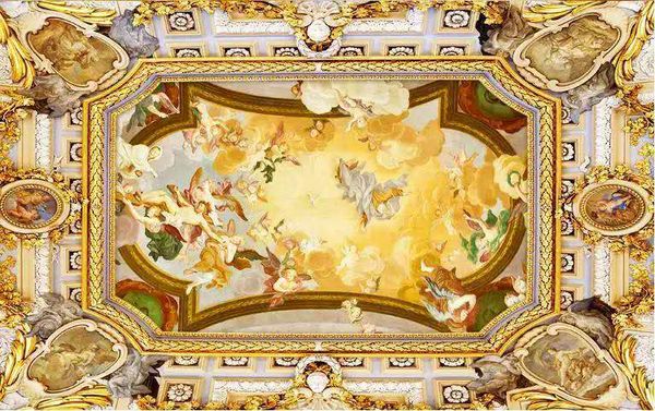 

Custom buyer size European luxury classical three-dimensional roof of the ceiling art mural 3d wallpaper 3d wall papers for tv backdrop