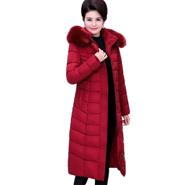 plus size middle-aged female winter down cotton coats hooded long parka winter jacket coat women thick warm outerwear 6xl a1129, Black 
plus size middle-aged female winter down cotton coats hooded long parka winter jacket coat women thick warm outerwear 6xl a1129, Black
