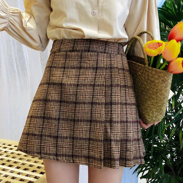 realeft autumn winter vintage women plaid woolen pleated a-line skirts korean style high waist wrap mini skirts womens, Black
realeft autumn winter vintage women plaid woolen pleated a-line skirts korean style high waist wrap mini skirts womens, Black