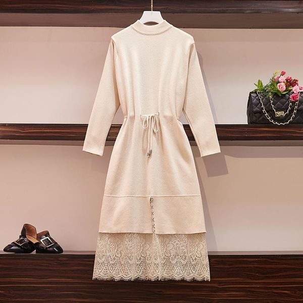 l-4xl beige sweater dress winter plus size dress lace patchwork casual knitted long sleeve loose big size women dresses, Black;gray
l-4xl beige sweater dress winter plus size dress lace patchwork casual knitted long sleeve loose big size women dresses, Black;gray