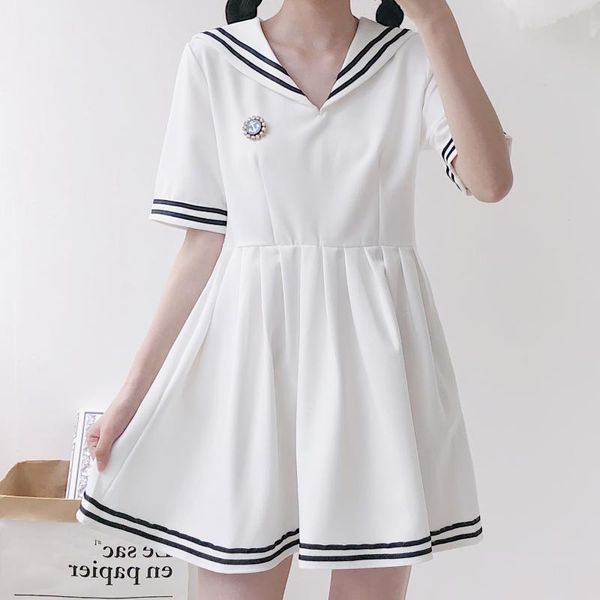 party dresses japan kawaii sweet dress embroidered navy sailor mori girl summer women short sleeve collar cotton vestidos, White;black
party dresses japan kawaii sweet dress embroidered navy sailor mori girl summer women short sleeve collar cotton vestidos, White;black