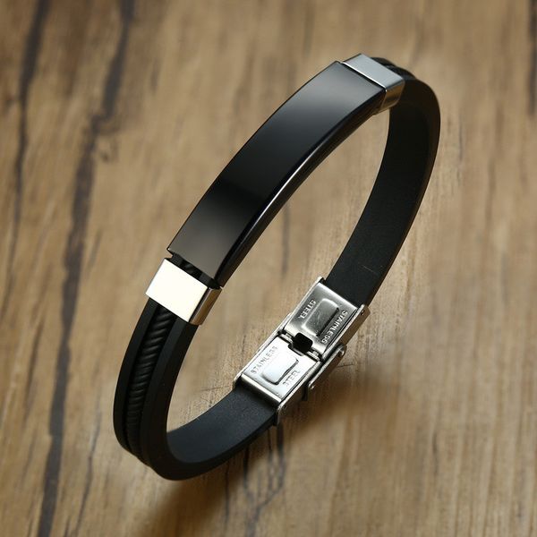 zorcvens new black silicone stainless steel bracelets for men vintage male jewelry gift
zorcvens new black silicone stainless steel bracelets for men vintage male jewelry gift