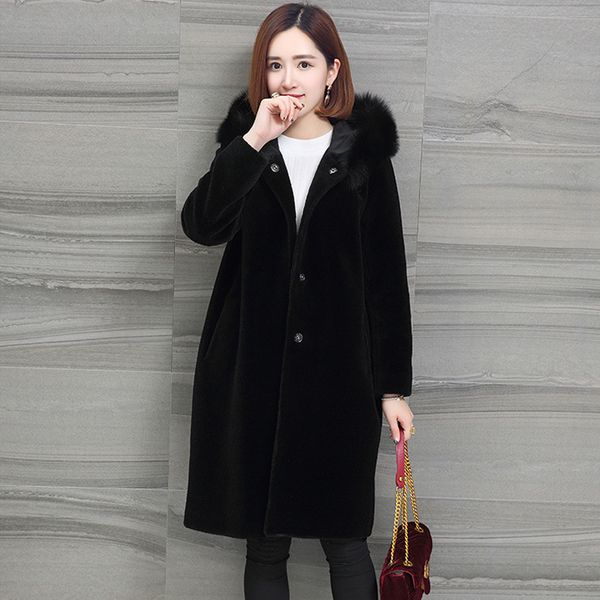 winter real fur coat women fur collar hooded long 100% wool coats and jackets plus size korean 2020 1706 kj3705, Black
winter real fur coat women fur collar hooded long 100% wool coats and jackets plus size korean 2020 1706 kj3705, Black