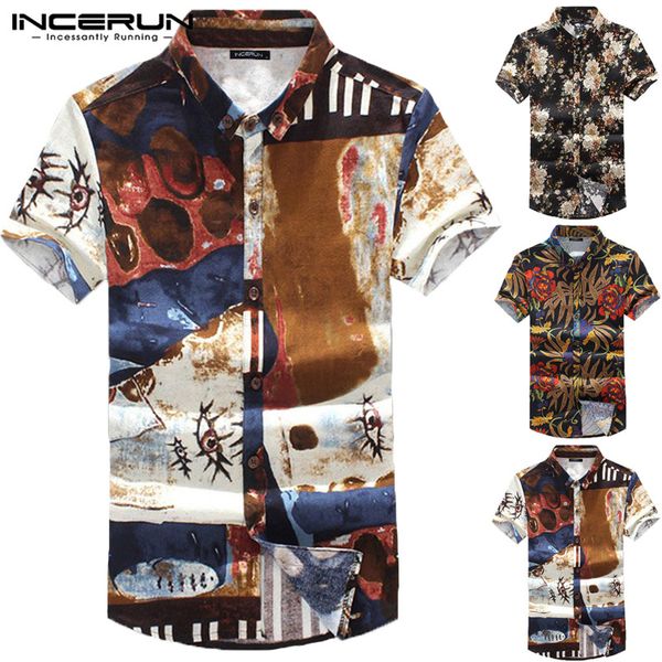 incerun fashion men shirt cotton floral print short sleeve camisa slim fit streetwear casual hawaiian brand shirts men 2019, White;black
incerun fashion men shirt cotton floral print short sleeve camisa slim fit streetwear casual hawaiian brand shirts men 2019, White;black