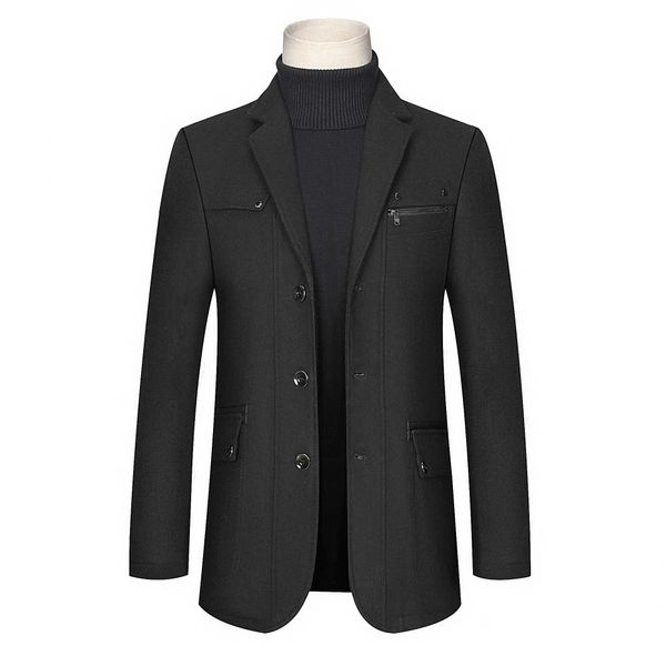 2019 new winter coat men's cashmere men's winter thick long section warm jacket coat wool, Black
2019 new winter coat men's cashmere men's winter thick long section warm jacket coat wool, Black