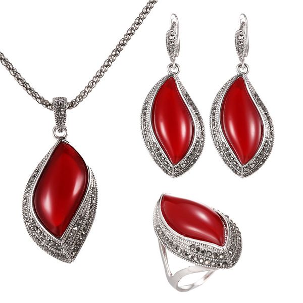 red stone jewelry sets for women antique silver plated full rhinestone crystal vintage pendant necklace earrings ring sets, Slivery;golden
red stone jewelry sets for women antique silver plated full rhinestone crystal vintage pendant necklace earrings ring sets, Slivery;golden