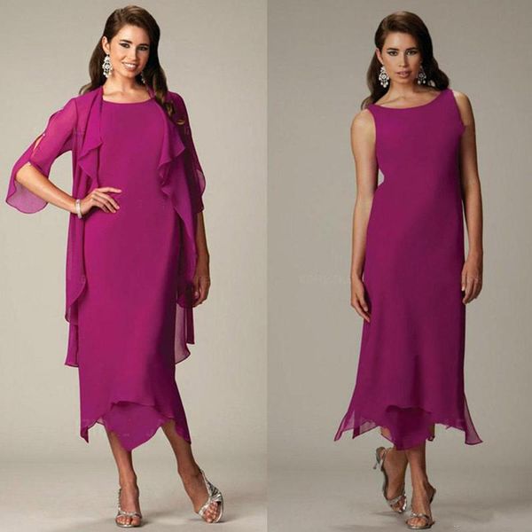 two pieces fuchsia ankle length mother of the bride groom dresses scoop neck half sleeve chiffon formal gown with jacket, Black;red
two pieces fuchsia ankle length mother of the bride groom dresses scoop neck half sleeve chiffon formal gown with jacket, Black;red