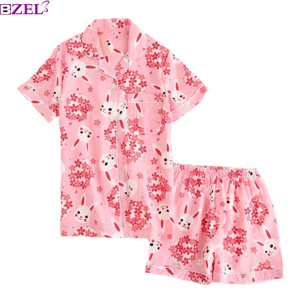 spring new female cartoon printed pajamas set cotton short sleeve+shorts turn-down neck household wear with large sizes, Blue;gray
spring new female cartoon printed pajamas set cotton short sleeve+shorts turn-down neck household wear with large sizes, Blue;gray