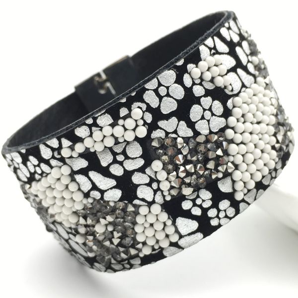 lemoer fashion gold silver leather bracelet with rhinestone crystal beads magnetic clasp bangle for women gift accessories, Golden;silver
lemoer fashion gold silver leather bracelet with rhinestone crystal beads magnetic clasp bangle for women gift accessories, Golden;silver