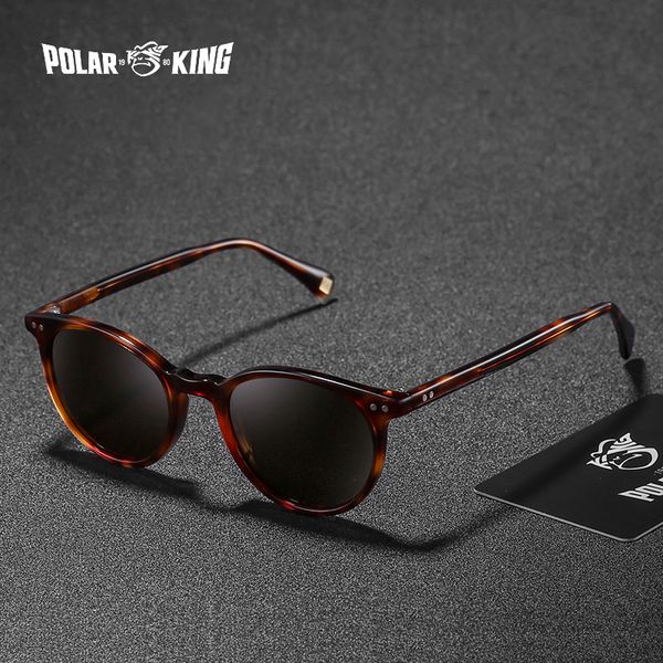 

polarking brand fashion polarized traveling women men sunglasses acetate classic round sun glasses driving eyewear oculos y200420, White;black