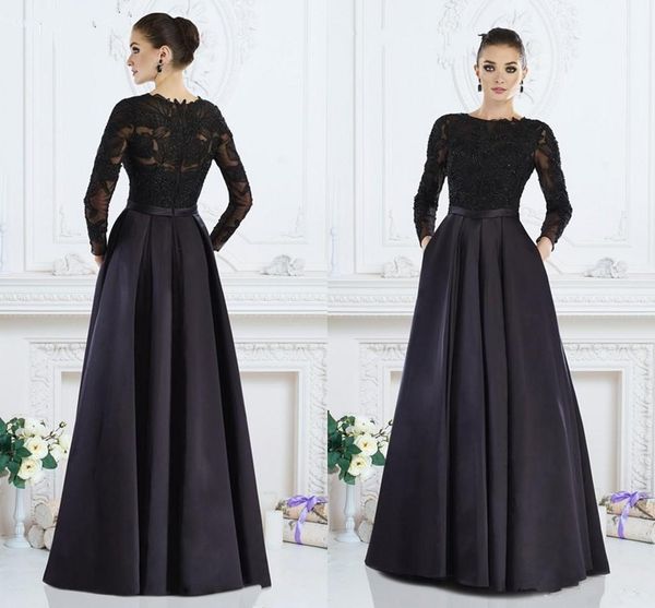 beaded lace applique mother of bride dresses 2019 long sleeves satin wedding party gowns custom made, Black;red
beaded lace applique mother of bride dresses 2019 long sleeves satin wedding party gowns custom made, Black;red