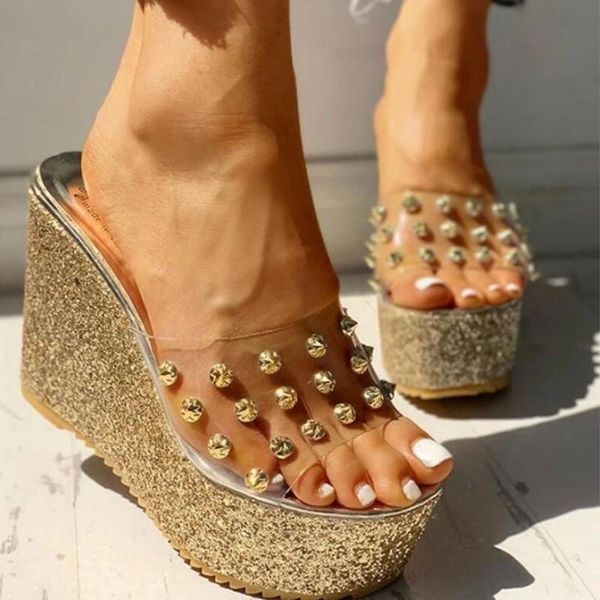 sarairis high heels casual bling comfortable platform rivets clear pvc summer sandal slippers women wedges shoes female, Black
sarairis high heels casual bling comfortable platform rivets clear pvc summer sandal slippers women wedges shoes female, Black