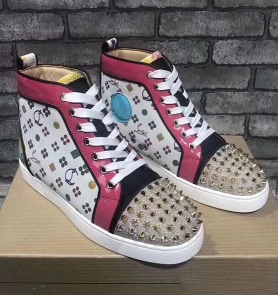 wholesale famous brand red bottom sneakers graffiti patent leather men's flat high casual walking flats -- party wedding dress new, Black
wholesale famous brand red bottom sneakers graffiti patent leather men's flat high casual walking flats -- party wedding dress new, Black