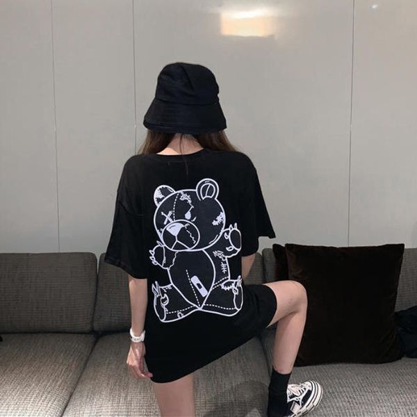little t-shirt bear cartoon printed short-sleeved t-shirt female 2020 loose half-sleeved middle-length student, White
little t-shirt bear cartoon printed short-sleeved t-shirt female 2020 loose half-sleeved middle-length student, White