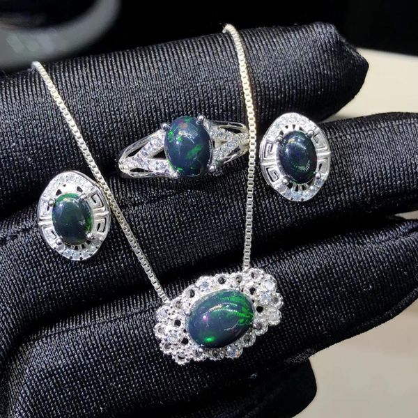 new 925 silver jewelry multiple color women natural opal jewelry engagement wedding sets with chain, Black
new 925 silver jewelry multiple color women natural opal jewelry engagement wedding sets with chain, Black