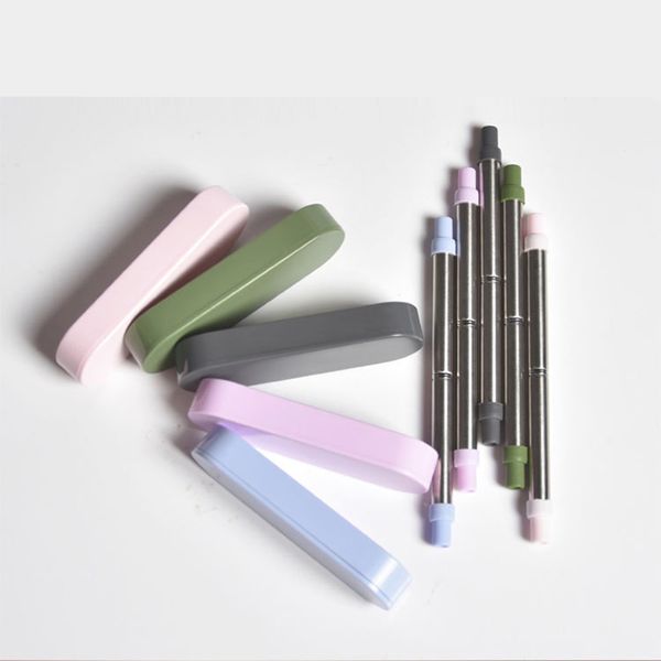 

reusable collapsible telescopic straws outdoor travel camping portable stainless steel drinkware foldable milk drinking straw tc190627