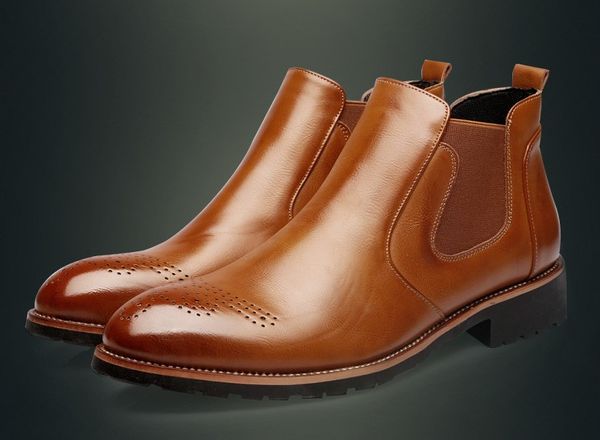 men shoes leather booties new luxury men's boots round head thick with bare boots high heels side martin boots, Black
men shoes leather booties new luxury men's boots round head thick with bare boots high heels side martin boots, Black