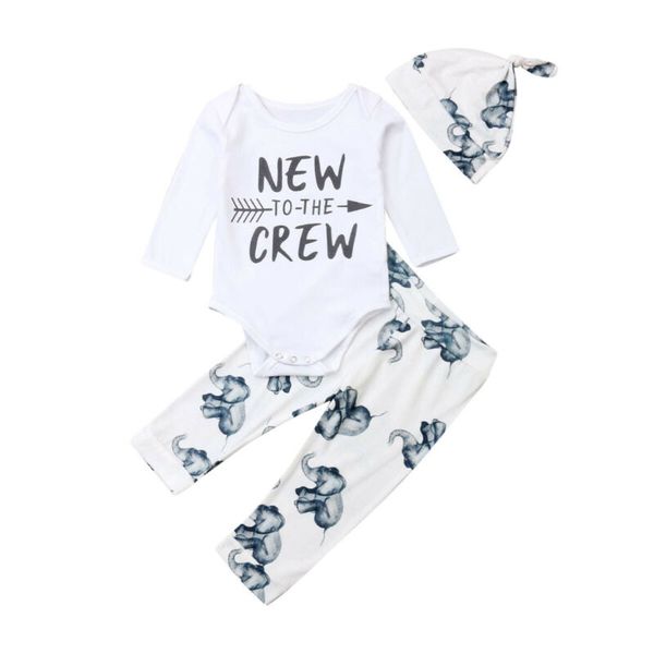 2020 new infant boy and girl clothes set long sleeve comfortable romper + pants + hat cute cartoon elephant print newborn suit, White
2020 new infant boy and girl clothes set long sleeve comfortable romper + pants + hat cute cartoon elephant print newborn suit, White