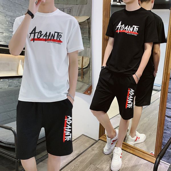 summer suit men's new korean version of round neck short-sleeved t shirt five shorts fashion popular logo casual sports set, Gray
summer suit men's new korean version of round neck short-sleeved t shirt five shorts fashion popular logo casual sports set, Gray