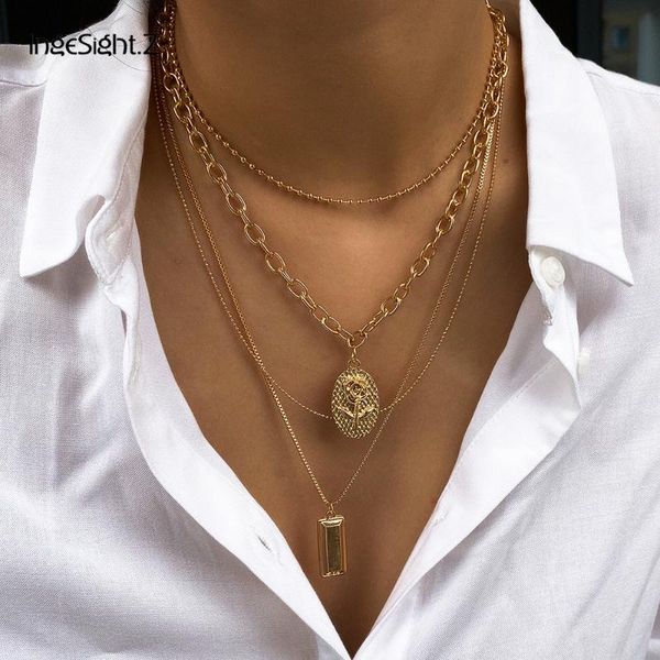 ingesight.z 4pcs/set punk multi layered rose flower beaded choker necklace for women geometric square pendant necklaces jewelry, Silver
ingesight.z 4pcs/set punk multi layered rose flower beaded choker necklace for women geometric square pendant necklaces jewelry, Silver