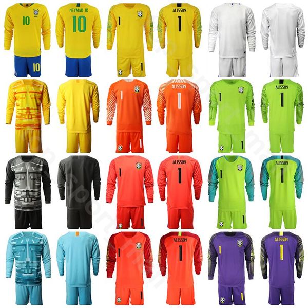 men brazil goalkeeper long sleeve soccer 1 alisson jersey set 23 ederson 9 gabriel jesus yellow purple football shirt kits custom name, Black;yellow
men brazil goalkeeper long sleeve soccer 1 alisson jersey set 23 ederson 9 gabriel jesus yellow purple football shirt kits custom name, Black;yellow