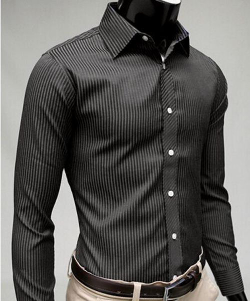 men's casual shirts 2021 shirt gentlemen stripe turn-down collar slim long sleeve, White;black
men's casual shirts 2021 shirt gentlemen stripe turn-down collar slim long sleeve, White;black